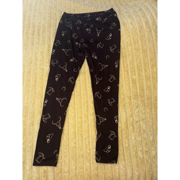 Women’s Brown Western Boots Cattle Horseshoe, Cowboy Hat LuluRoe Leggings Tc - Picture 3 of 10